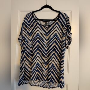 Chevron Patterned Blue and White Women's Top